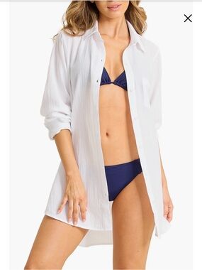 Tommy Bahama White Palm Bay Boyfriend Button-Down Shirt